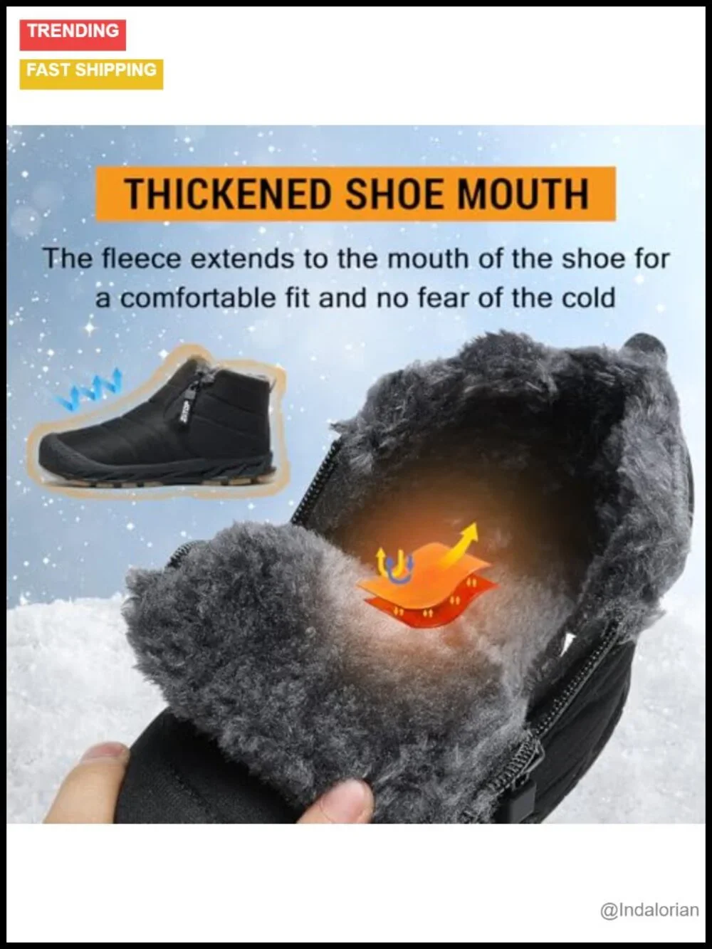 Waterproof Fur Lined Snow Boots with Zipper Closure